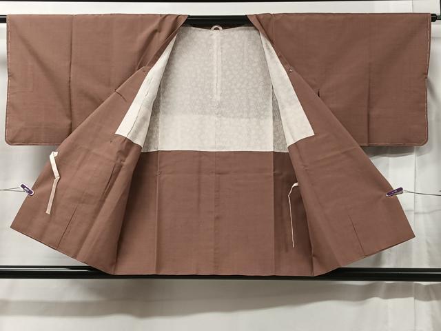 平和屋着物＃道中着 紬地 ときがら茶色 正絹 逸品 未使用 CABC2878ua