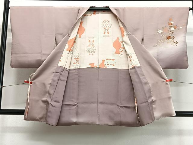 平和屋着物＃道行コート　枝花文　暈し染め　正絹　逸品　CABC2918ua