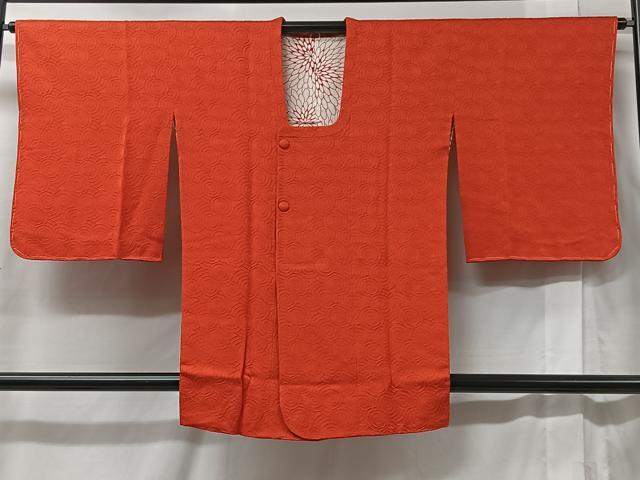 平和屋着物＃道行コート 幾何学丸文 紅緋色 正絹 逸品 未使用 CABC2937ua