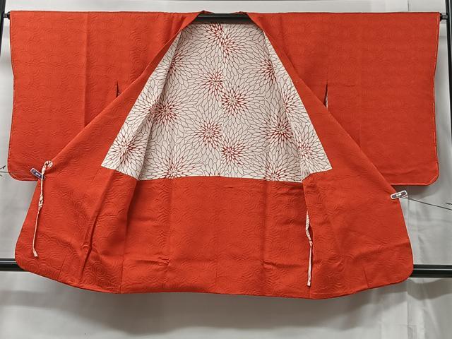 平和屋着物＃道行コート 幾何学丸文 紅緋色 正絹 逸品 未使用 CABC2937ua