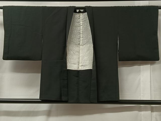 平和屋着物＃羽織 寿光織 枝花文 黒地 金銀糸 正絹 逸品 CABC2949ua