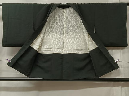 平和屋着物＃羽織 寿光織 枝花文 黒地 金銀糸 正絹 逸品 CABC2949ua