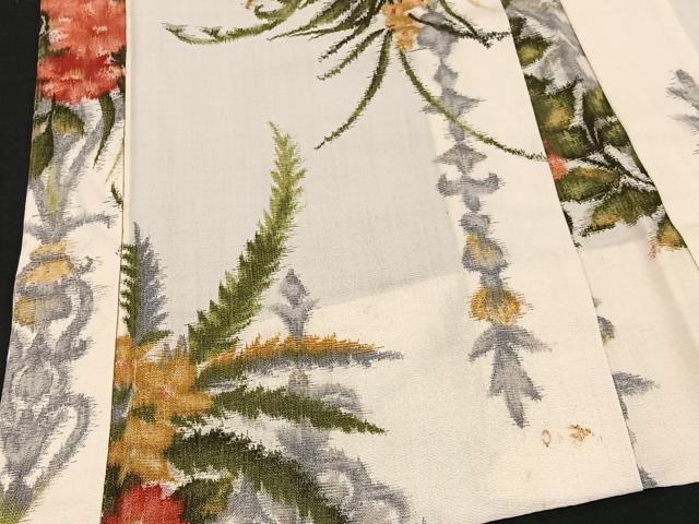 平和屋着物＃羽織　単衣　紬地　草花文　正絹　逸品　CABC2989ua