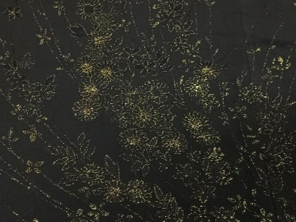 平和屋着物＃羽織　寿光織　草花文　黒地　正絹　逸品　CABC3000ua