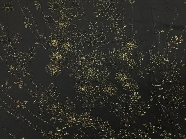 平和屋着物＃羽織　寿光織　草花文　黒地　正絹　逸品　CABC3000ua