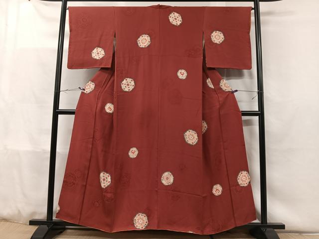 平和屋着物■上質な小紋 地紋起こし 絵皿花文 正絹 逸品 CABC3055ua