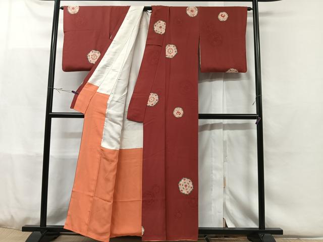 平和屋着物■上質な小紋 地紋起こし 絵皿花文 正絹 逸品 CABC3055ua