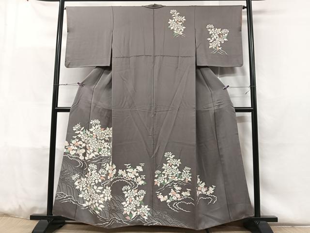 平和屋着物■訪問着 立波草花文 正絹 逸品 CABC3057ua