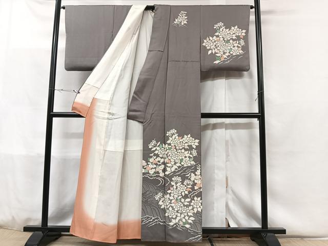 平和屋着物■訪問着 立波草花文 正絹 逸品 CABC3057ua