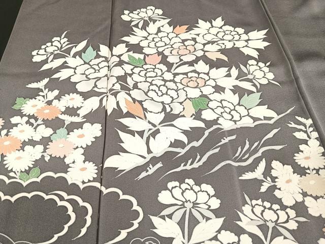 平和屋着物■訪問着 立波草花文 正絹 逸品 CABC3057ua