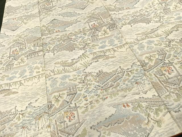 平和屋着物■上質な紬　風景文　ロング丈　正絹　逸品　CABC3066ua