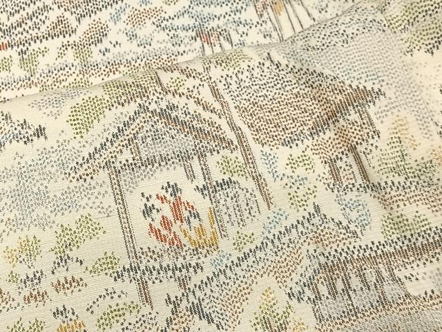 平和屋着物■上質な紬　風景文　ロング丈　正絹　逸品　CABC3066ua