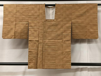 平和屋着物＃道行コート 紬地 横段文 正絹 逸品 CABC3089ua