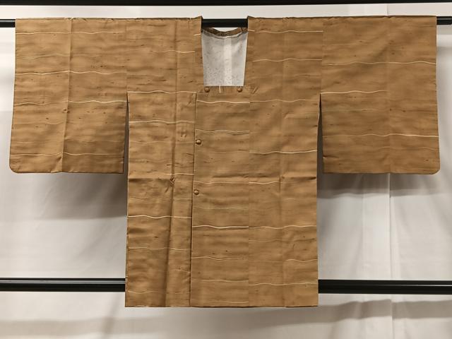 平和屋着物＃道行コート 紬地 横段文 正絹 逸品 CABC3089ua