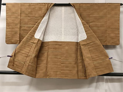 平和屋着物＃道行コート 紬地 横段文 正絹 逸品 CABC3089ua