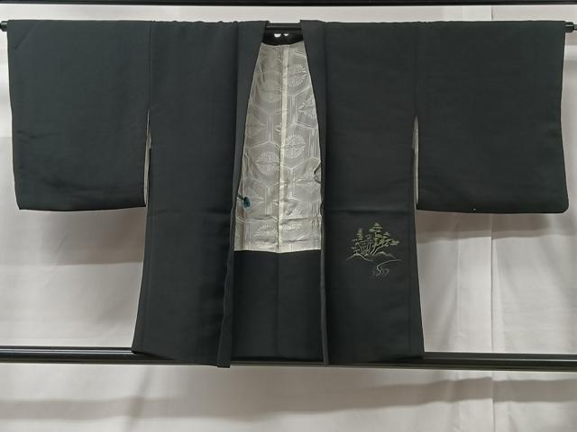 平和屋着物＃羽織　総刺繍　風景文　黒地　金糸　正絹　逸品　CABC3102ua