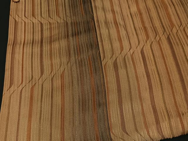 平和屋着物＃道行コート　地紋起こし　変わり縞　暈し染め　正絹　逸品　CABC3114ua