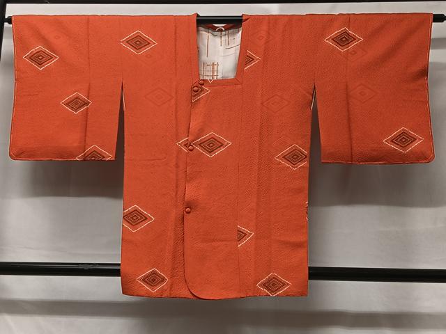 平和屋着物＃道行コート　絞り　地紋起こし　幾何学文　正絹　逸品　未使用　CABC3119ua