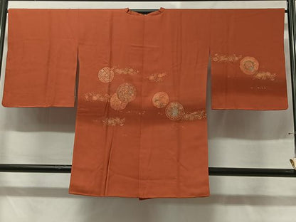 平和屋着物＃道行コート　刺繍　花絵皿文　金彩　正絹　逸品　CABC3124ua