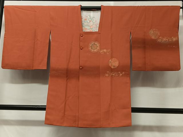 平和屋着物＃道行コート　刺繍　花絵皿文　金彩　正絹　逸品　CABC3124ua