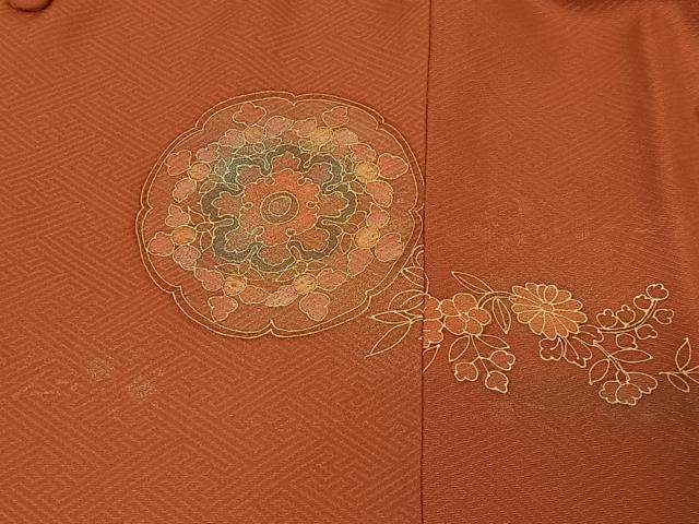 平和屋着物＃道行コート　刺繍　花絵皿文　金彩　正絹　逸品　CABC3124ua