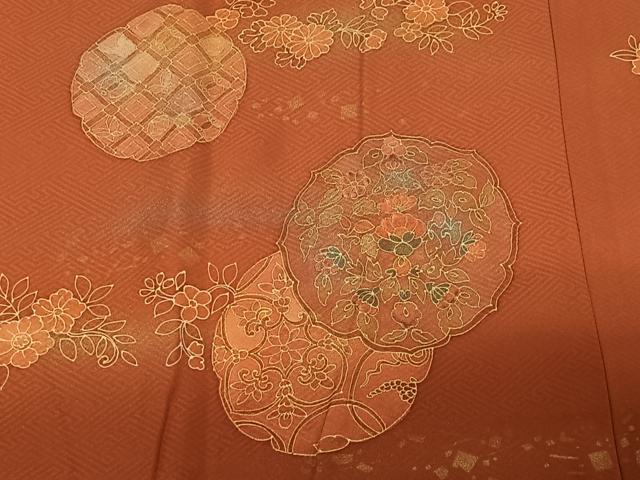 平和屋着物＃道行コート　刺繍　花絵皿文　金彩　正絹　逸品　CABC3124ua