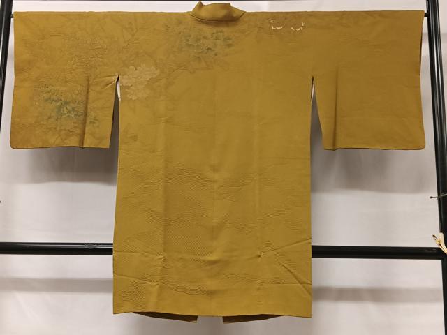 平和屋着物＃道中着　手描き　草花文　ロング丈　正絹　逸品　CABC3125ua