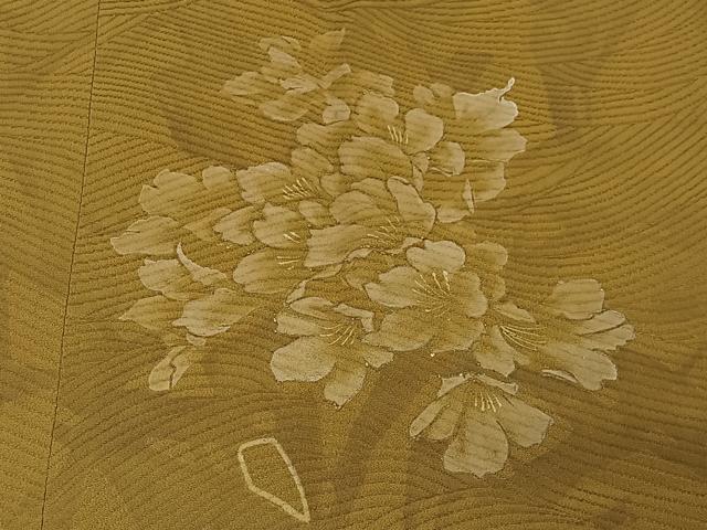 平和屋着物＃道中着　手描き　草花文　ロング丈　正絹　逸品　CABC3125ua