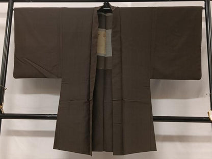 平和屋着物＃男性　長羽織　紬地　縞　正絹　逸品　CABC3126ua