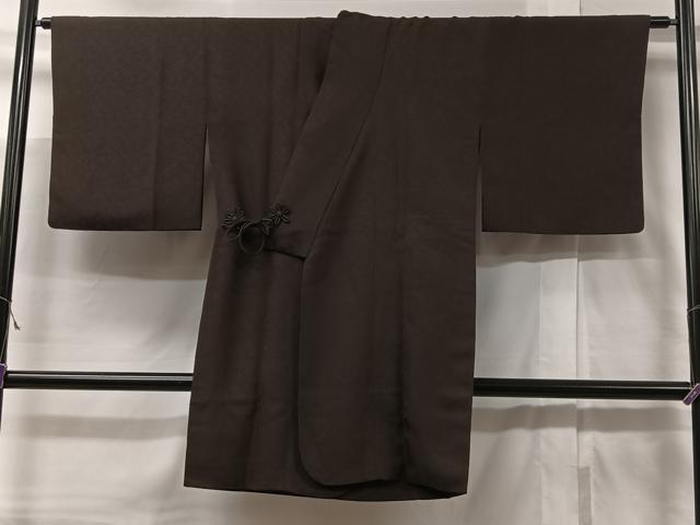 平和屋着物∞道中着　更紗花唐草地紋　赤墨色　ロング丈　正絹　逸品　CABC3147ua