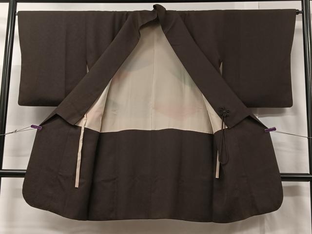 平和屋着物∞道中着　更紗花唐草地紋　赤墨色　ロング丈　正絹　逸品　CABC3147ua
