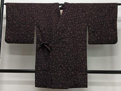 平和屋着物∞道中着　輪奈ビロード　更紗花文　ロング丈　正絹　逸品　CABC3154ua