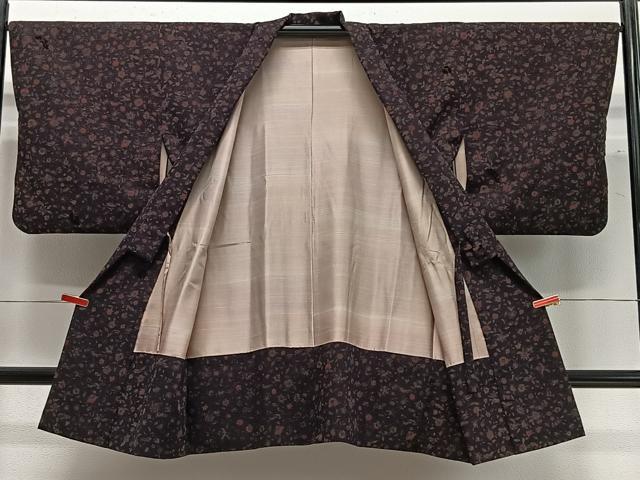 平和屋着物∞道中着　輪奈ビロード　更紗花文　ロング丈　正絹　逸品　CABC3154ua