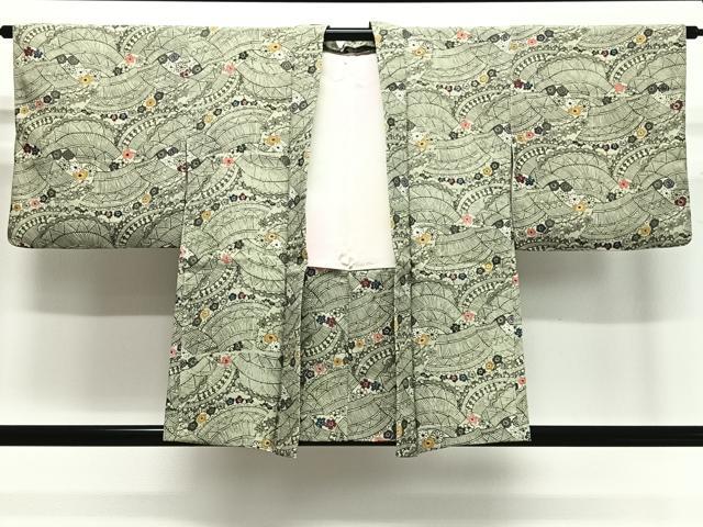 平和屋着物∞羽織　型染め　花籬文　正絹　逸品　CABC3155ua