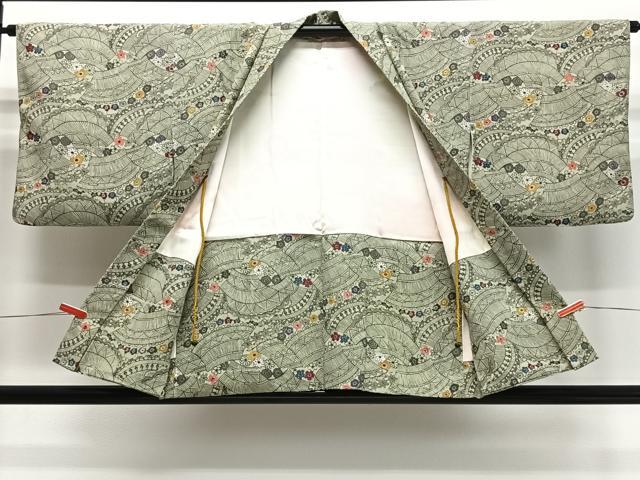 平和屋着物∞羽織　型染め　花籬文　正絹　逸品　CABC3155ua