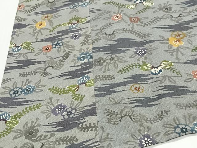 平和屋着物∞道行コート　紅型　草花文　ロング丈　正絹　逸品　CABC3157ua