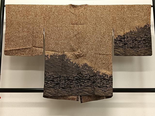 平和屋着物∞道行コート　立波文　たたき染め　正絹　逸品　未使用　CABC3158ua