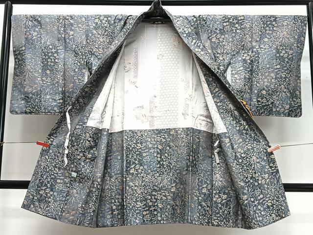 平和屋着物∞道中着　お召地　草花文　鈴乃屋扱い　ロング丈　正絹　逸品　未使用　CABC3160ua