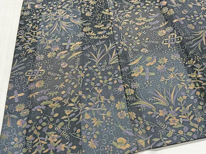 平和屋着物∞道中着　お召地　草花文　鈴乃屋扱い　ロング丈　正絹　逸品　未使用　CABC3160ua