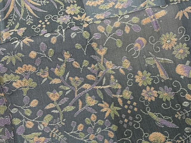 平和屋着物∞道中着　お召地　草花文　鈴乃屋扱い　ロング丈　正絹　逸品　未使用　CABC3160ua