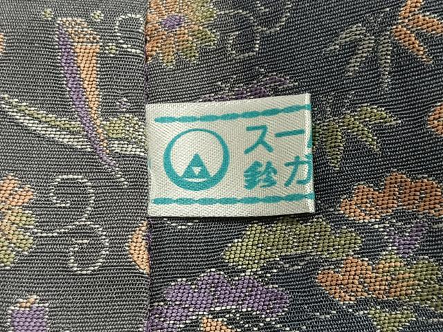 平和屋着物∞道中着　お召地　草花文　鈴乃屋扱い　ロング丈　正絹　逸品　未使用　CABC3160ua