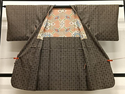 平和屋着物∞本場大島紬　龍郷絣　道行コート　正絹　逸品　CABC3162ua