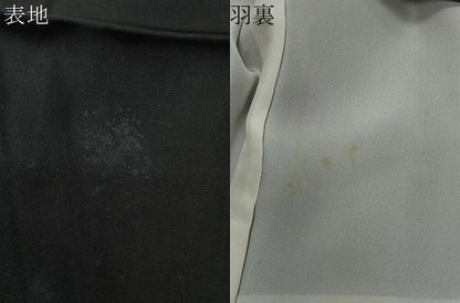 平和屋着物∞男性　長羽織　黒紋付　羽裏：遠山文　正絹　逸品　CABC3166ua