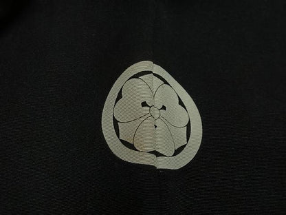 平和屋着物∞男性　羽織　黒紋付　羽裏：風景文　正絹　逸品　CABC3169ua