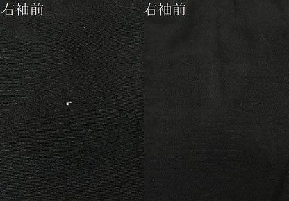 平和屋着物∞男性　長羽織　黒紋付　羽裏：花鳥文　正絹　逸品　CABC3170ua