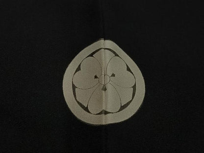 平和屋着物∞男性　長羽織　黒紋付　羽裏：遠山文　正絹　逸品　CABC3173ua