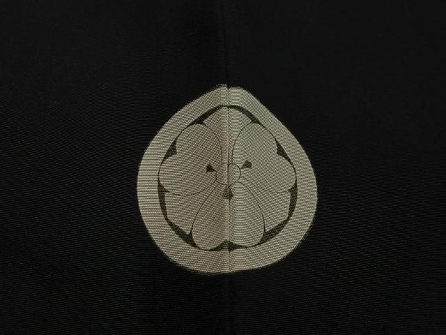 平和屋着物∞男性　長羽織　黒紋付　羽裏：遠山文　正絹　逸品　CABC3173ua