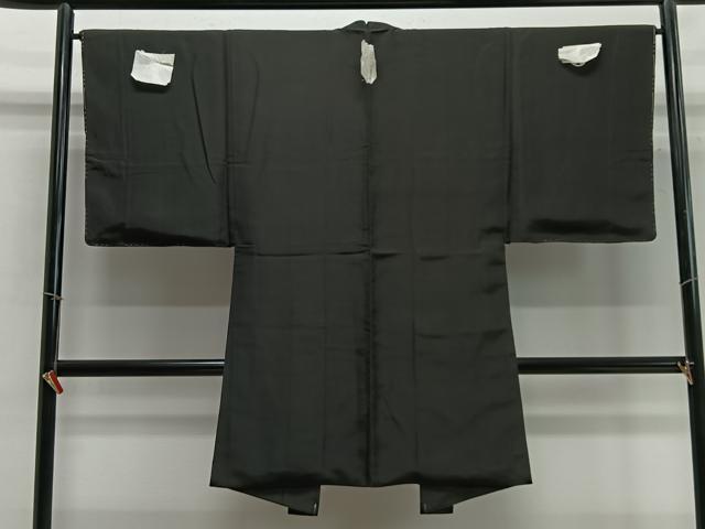 平和屋着物∞男性　長羽織　黒紋付　羽裏：風景文　正絹　逸品　未使用　CABC3174ua