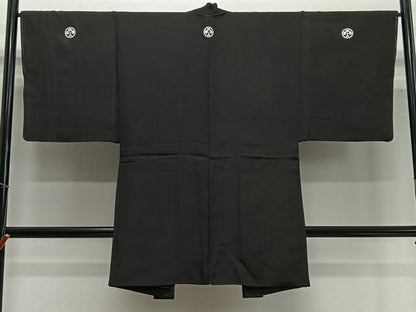 平和屋着物∞男性　長羽織　黒紋付　正絹　逸品　未使用　CABC3175ua