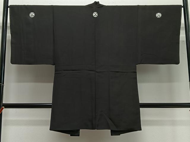 平和屋着物∞男性　長羽織　黒紋付　正絹　逸品　未使用　CABC3175ua